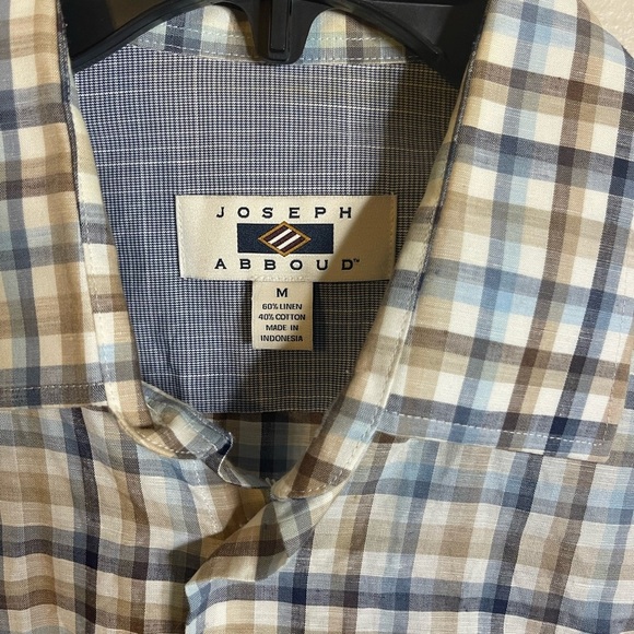 JOSEPH ABBOUD Check Print Linen Sport Shirt Size M - Picture 2 of 3